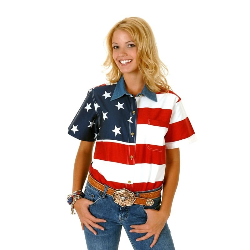 Roper Ladies American Flag S/S Shirt