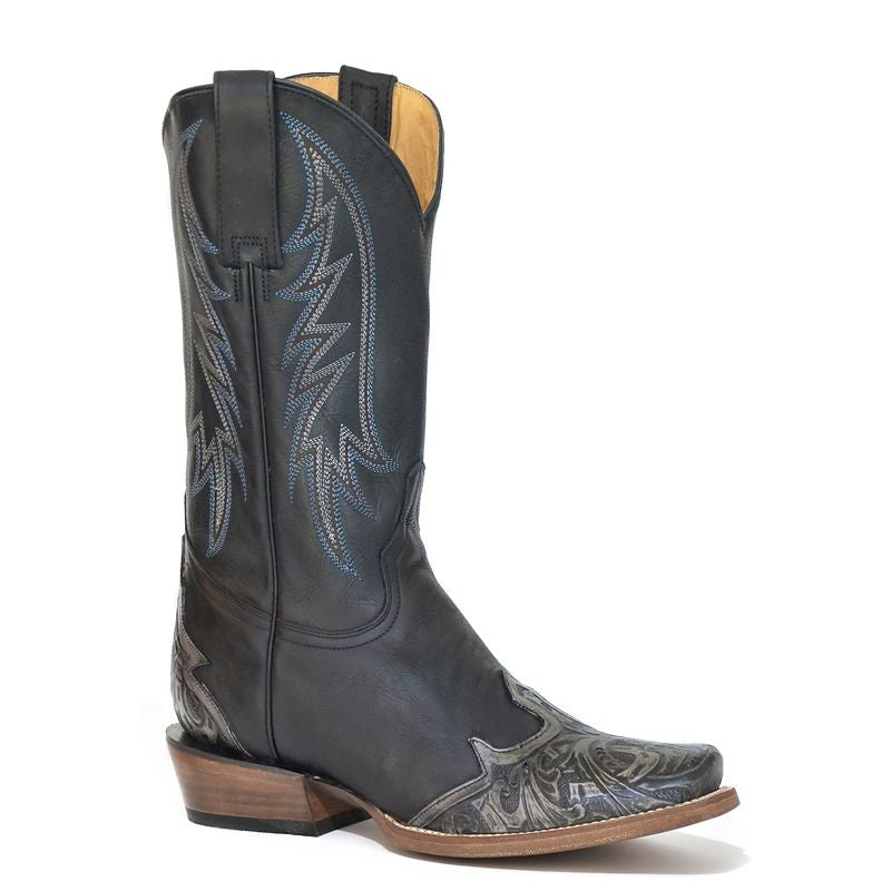 Stetson Mens Midnight Tooled Boots