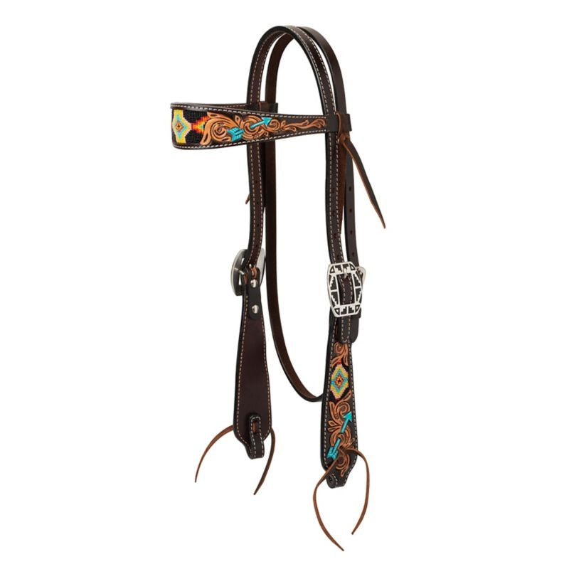 Weaver Turq Cross Navajo Arrow Browband Headstall