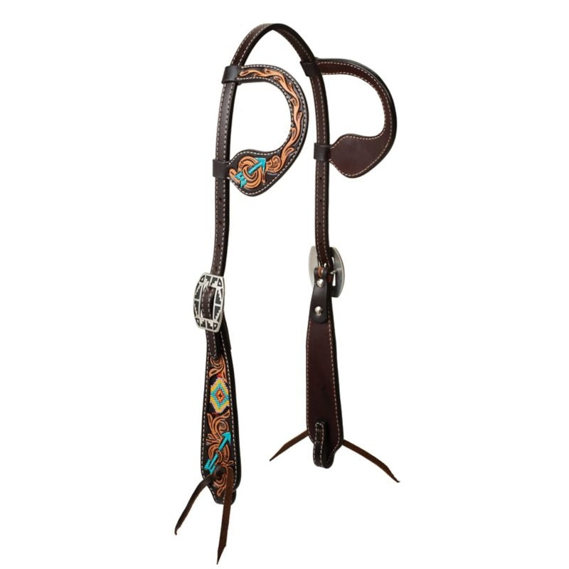 Weaver Turq Cross Navajo Arrow Dble Ear Headstall