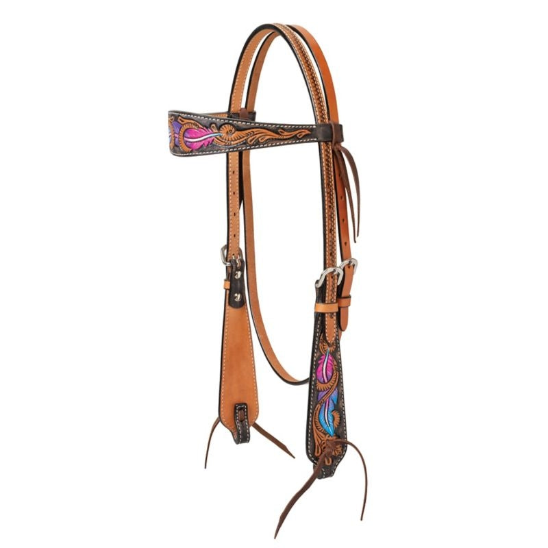 Weaver Turq Cross Twisted Feather BBand Headstall