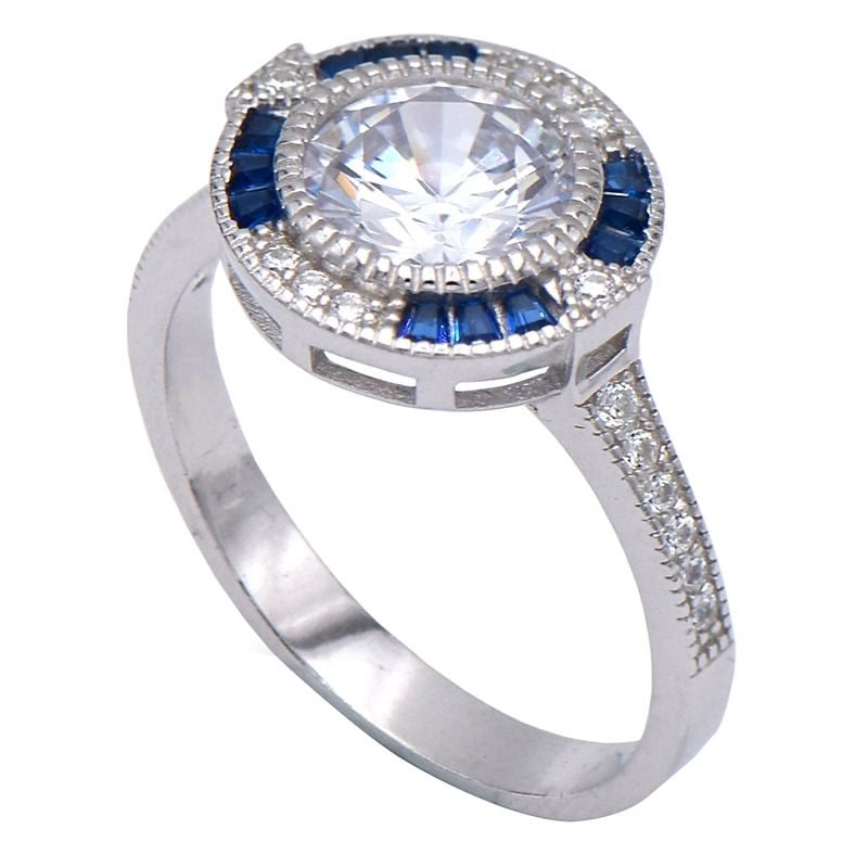 Kelly Herd Blue Spinel Halo Ring 6