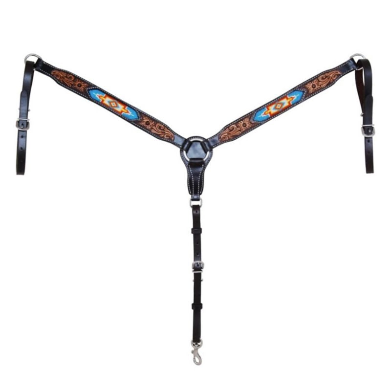 Oxbow Colorado Beaded Tooled Breast Collar Black
