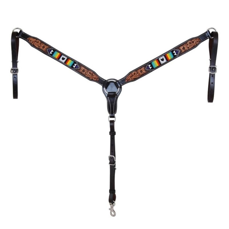 Oxbow Tuscon Beaded Tooled Breast Collar Black