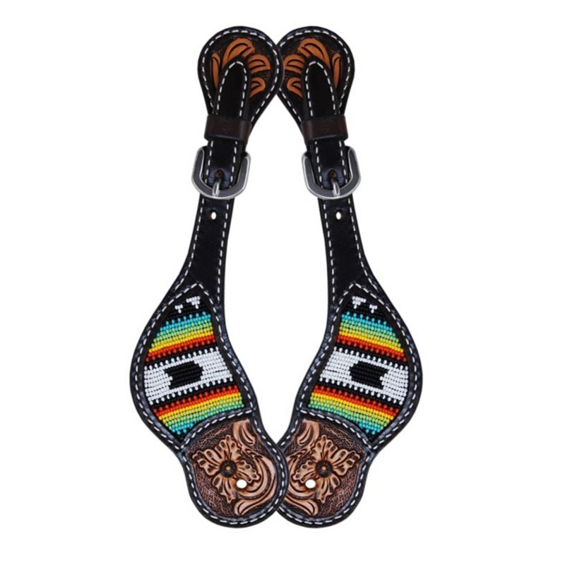 Oxbow Tuscon Beaded Spur Straps Black