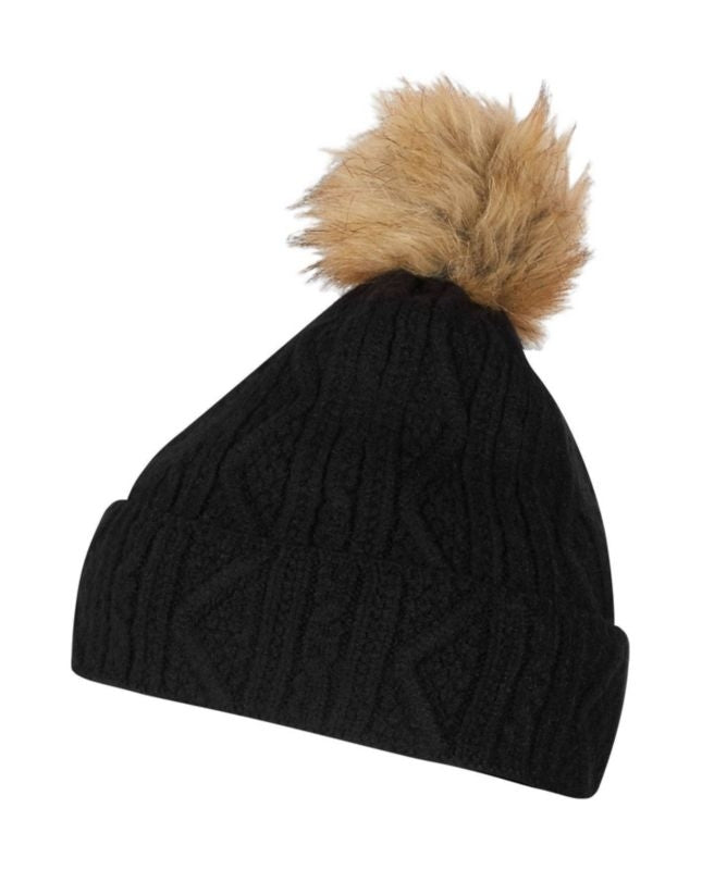 Kerrits Ladies Kable Knit Pom Hat Black