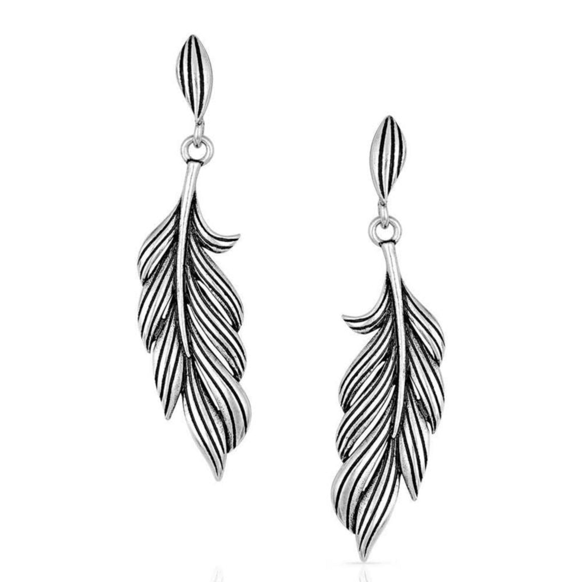 Montana SS Frayed Singleton Feather Earrings