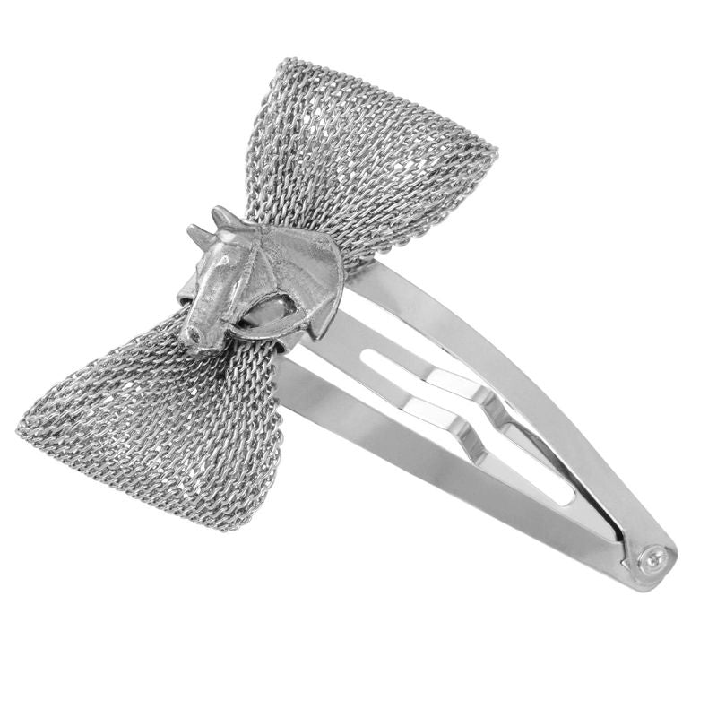 1928 Jewelry Mesh Bow Horse Head Hair Clip