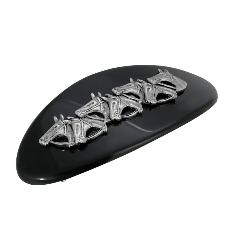 1928 Jewelry Pewter Racing Horses Hair Barrette