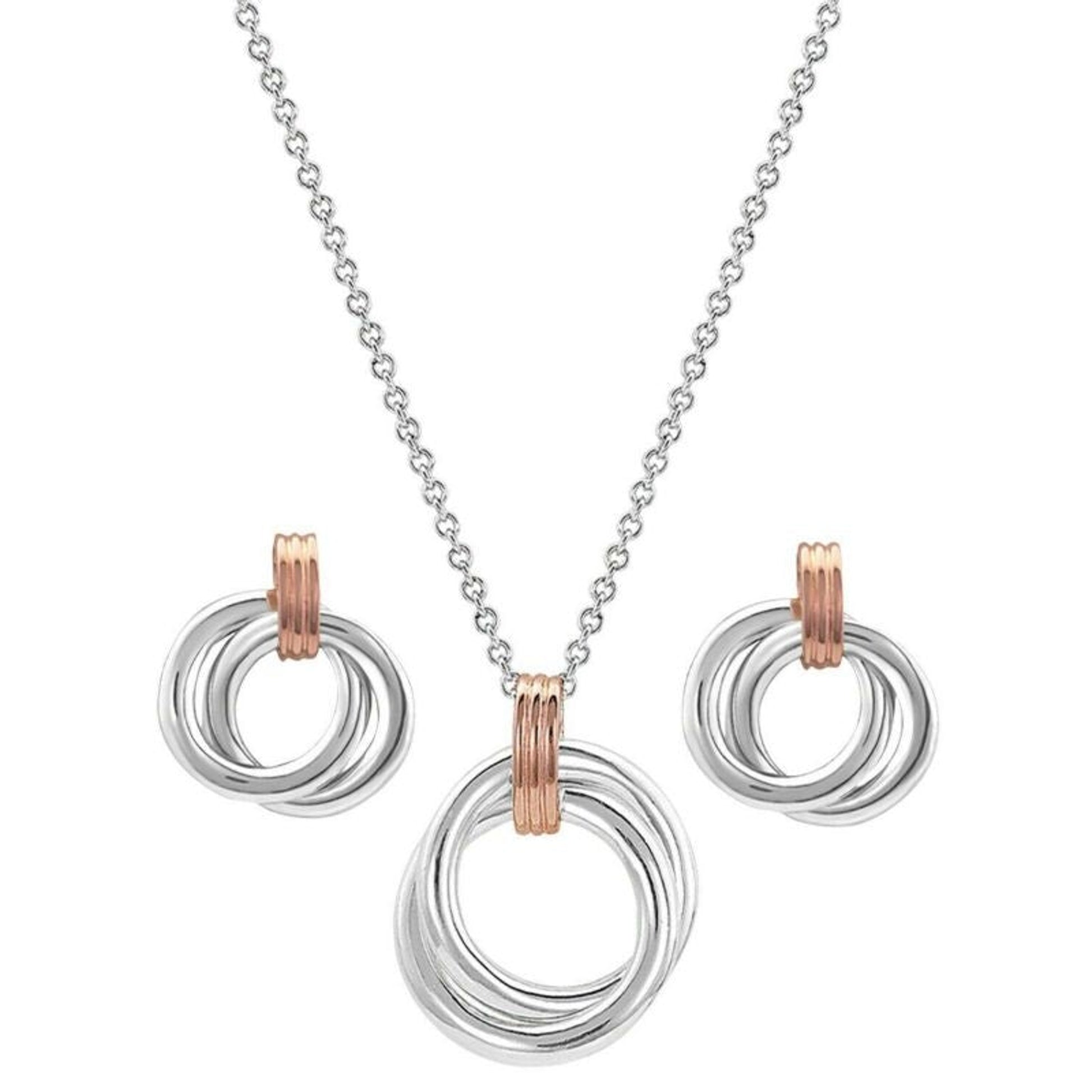 Montana SS Two Tone Double Ring Jewelry Set