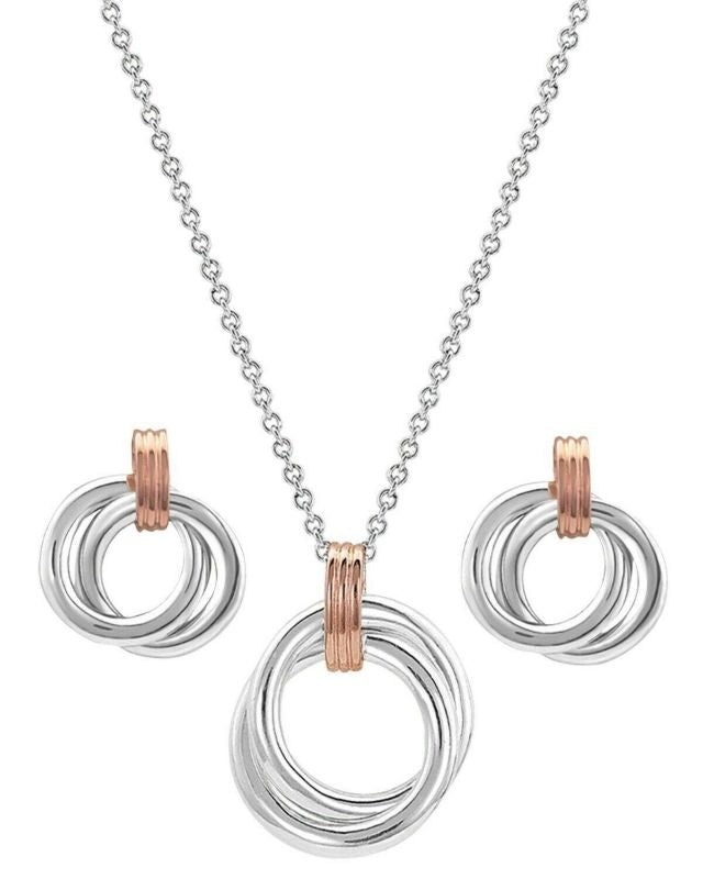 Montana SS Two Tone Double Ring Jewelry Set