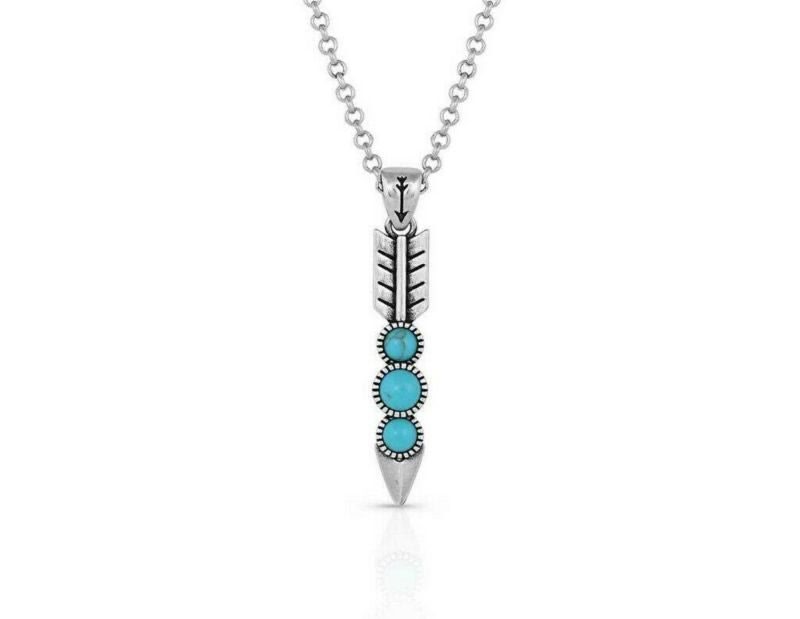 Montana SS Free Falling Slv Arrow Feather Necklace