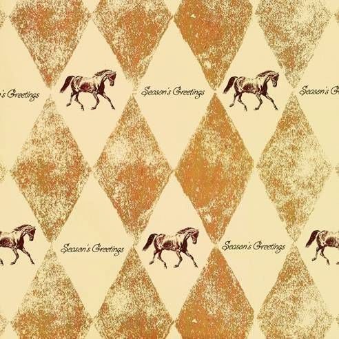Holiday Harlequin Horses Gift Wrap Gold