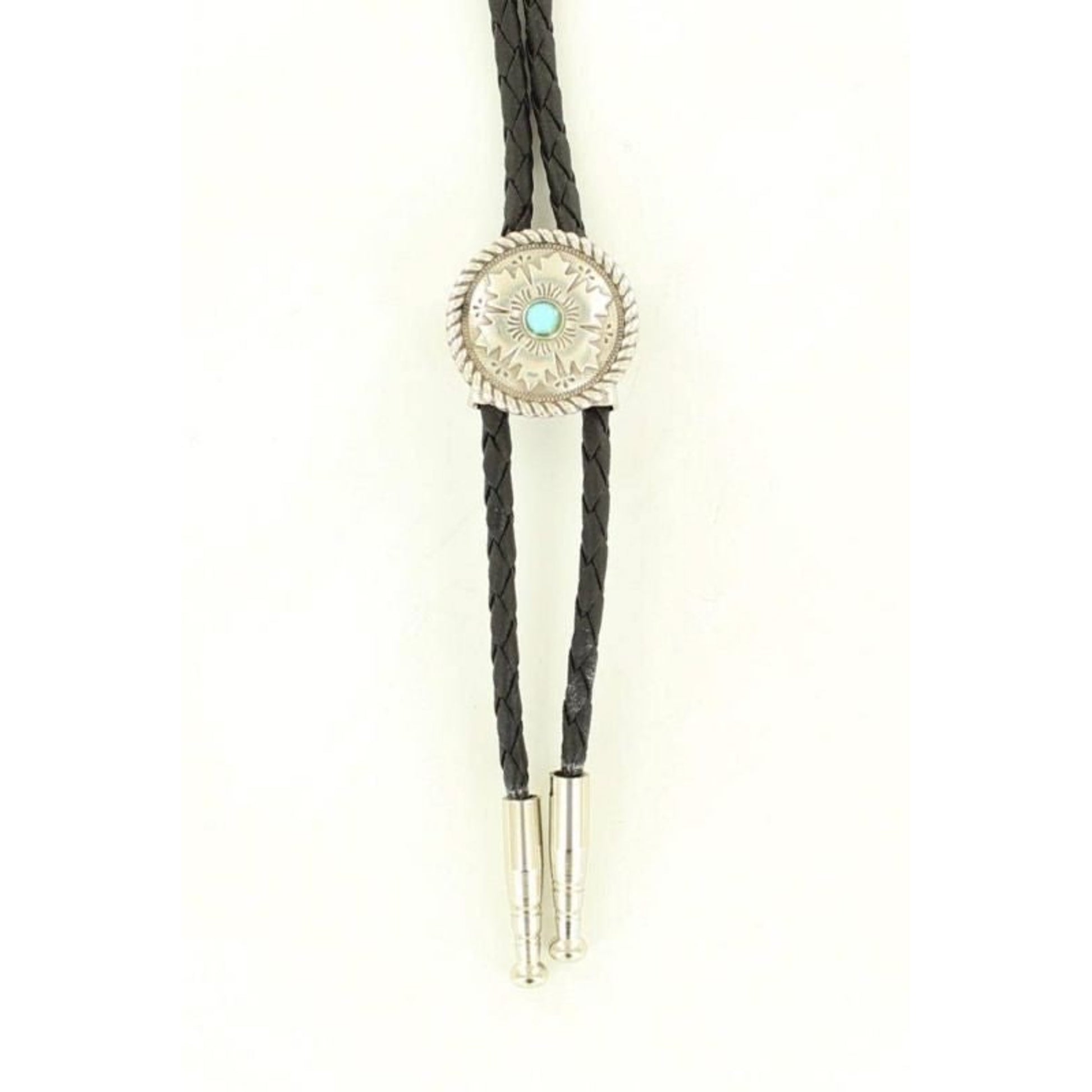Double S Boys Floral Stone Bolo Silver Turquoise
