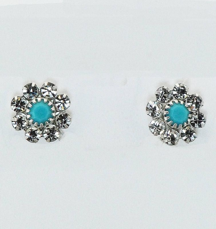 Western Edge Stone Flower Stud Earrings