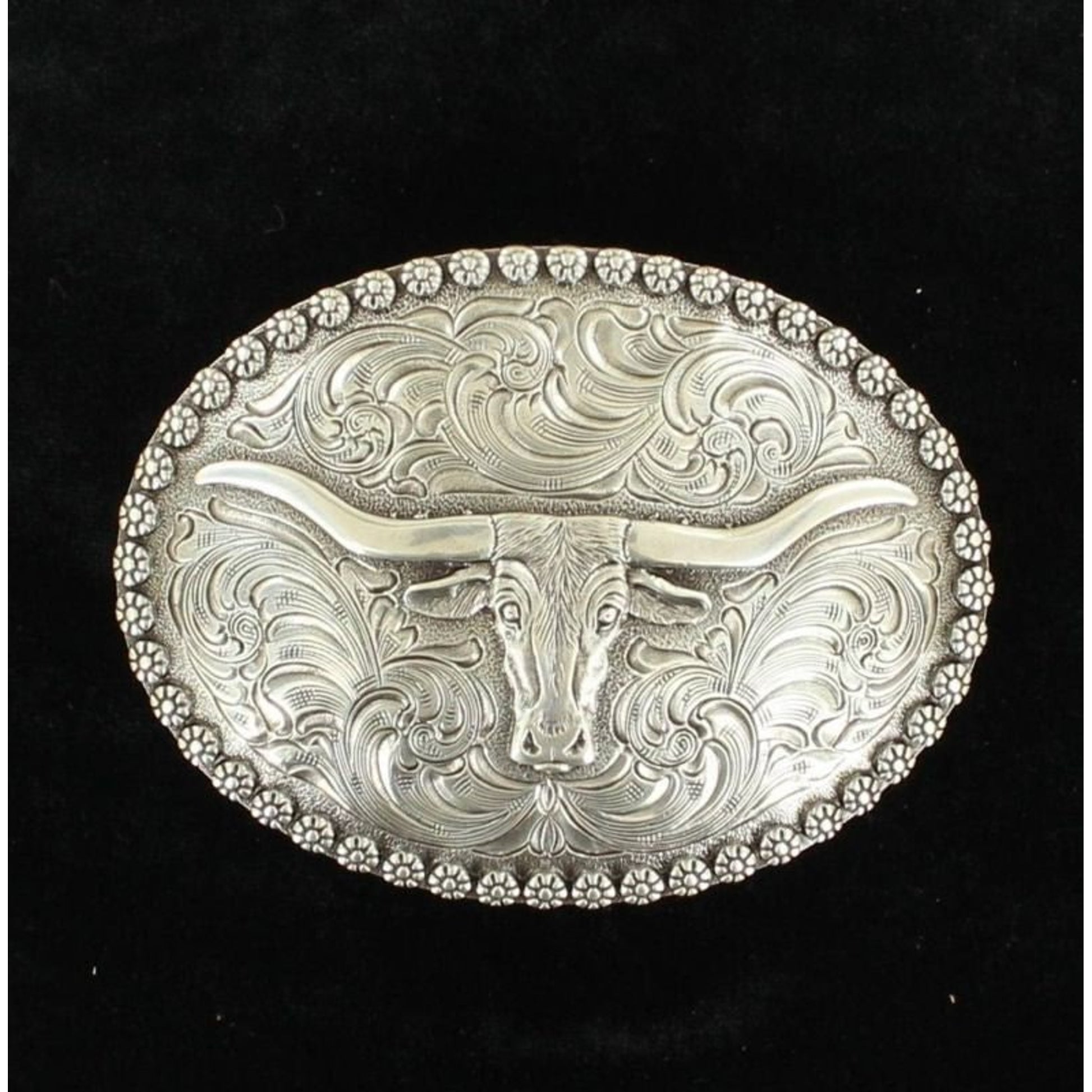 Nocona Men Berry Edge Nail Head Long Horn Buckle