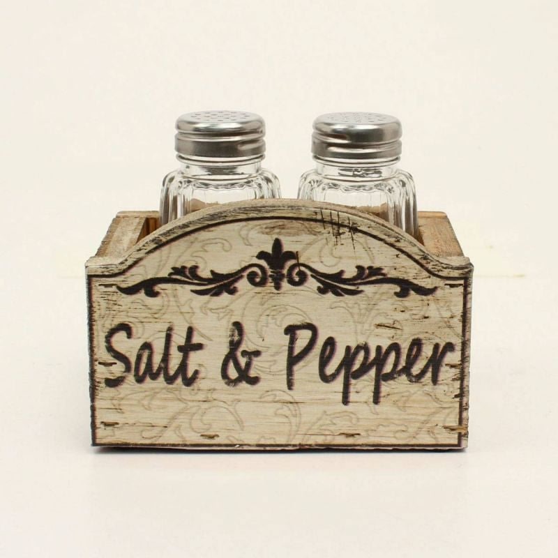 Western Moments Iv Wood Salt And Pepper Shaker Set