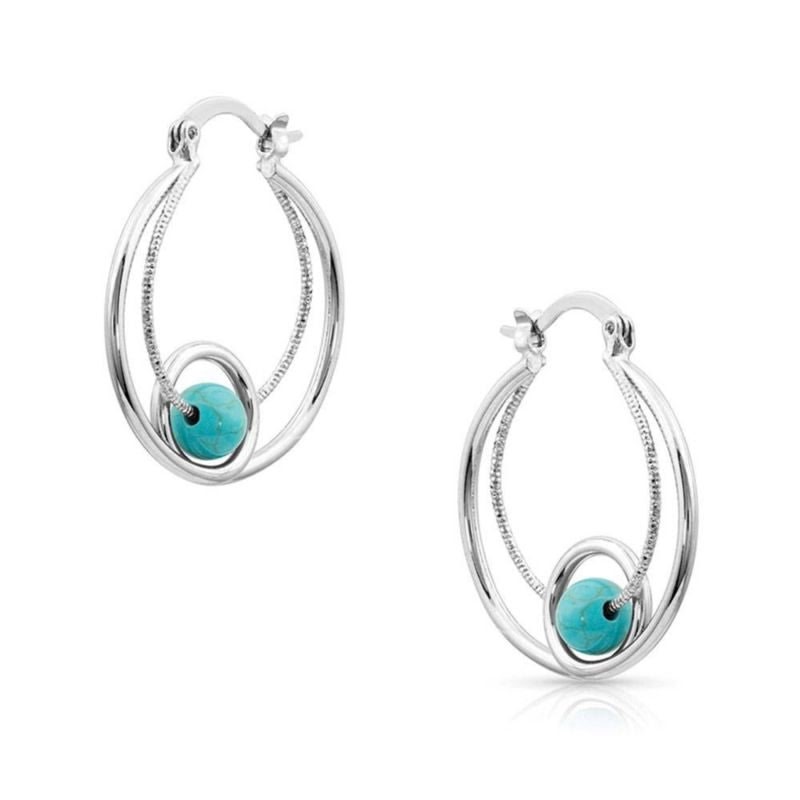 Montana Silversmiths Tangled Turq Hoop Earrings