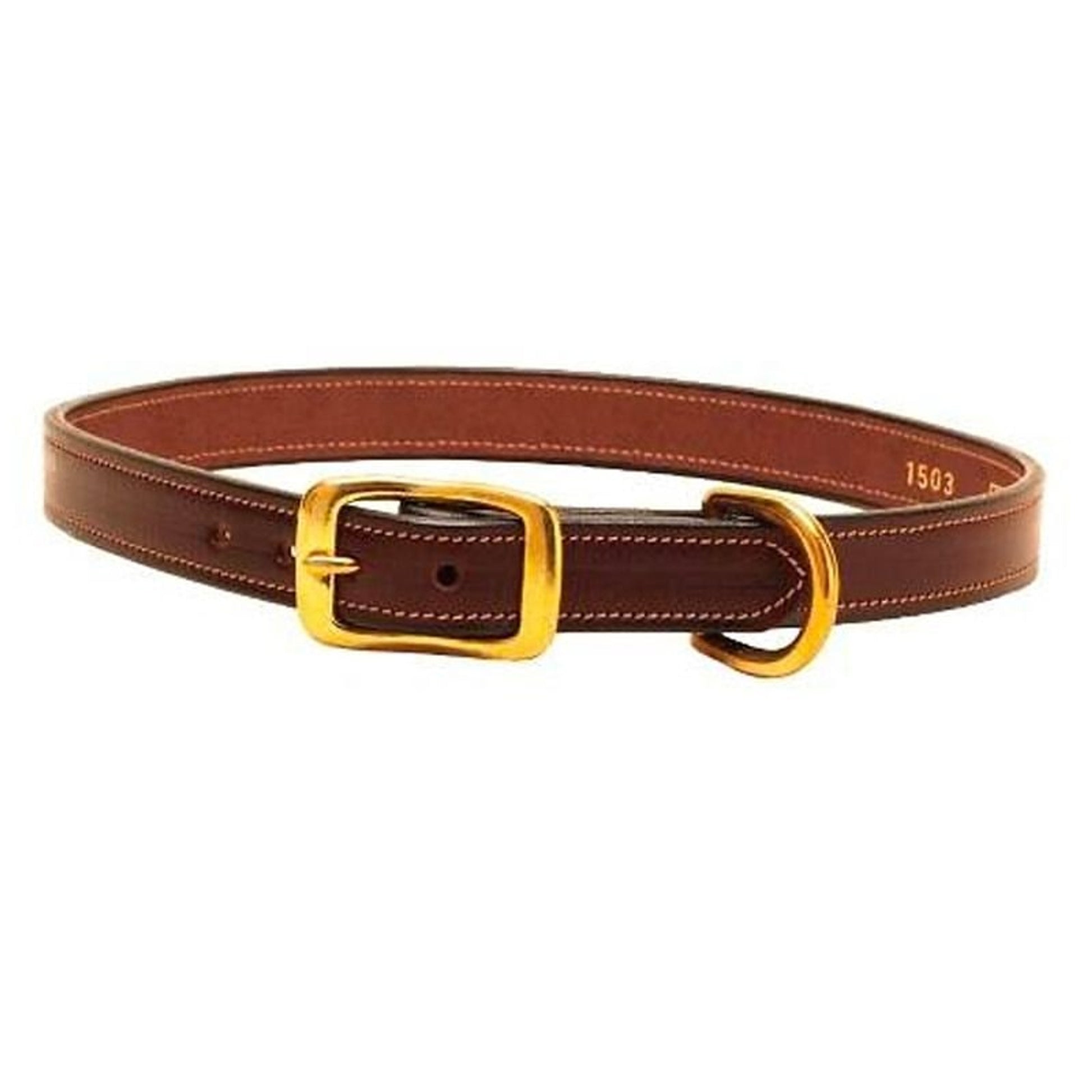 Tory Saddle Stitched Dog Collar 12in Havana