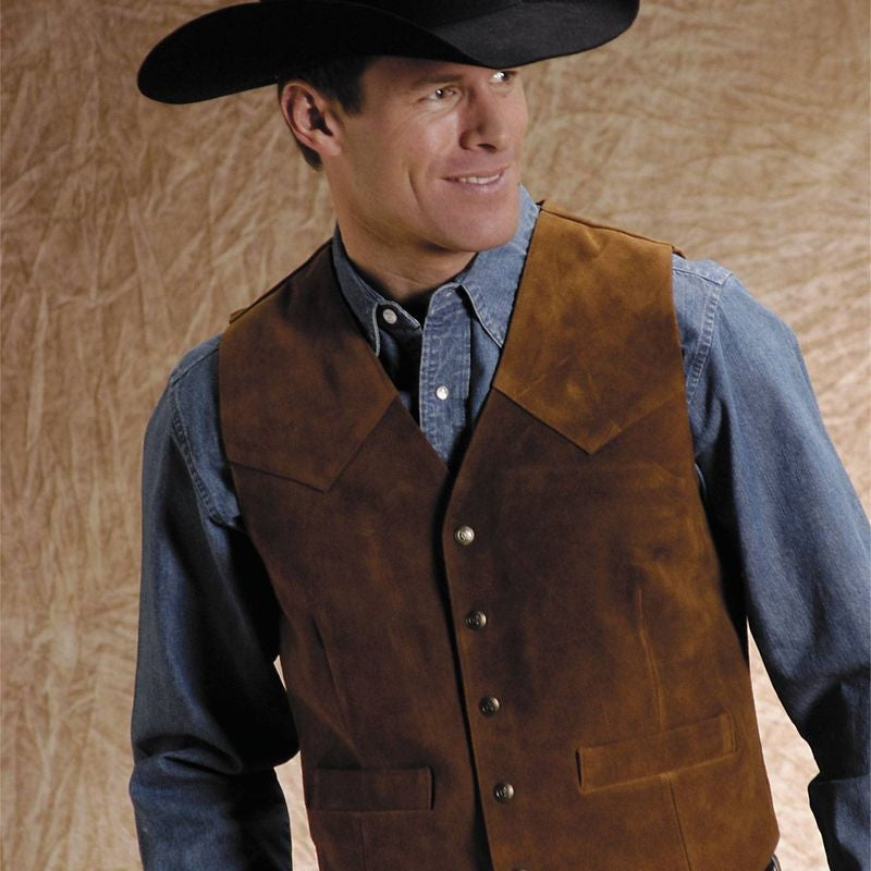 Roper Mens Big Man Suede Vest XXXL Light Brown