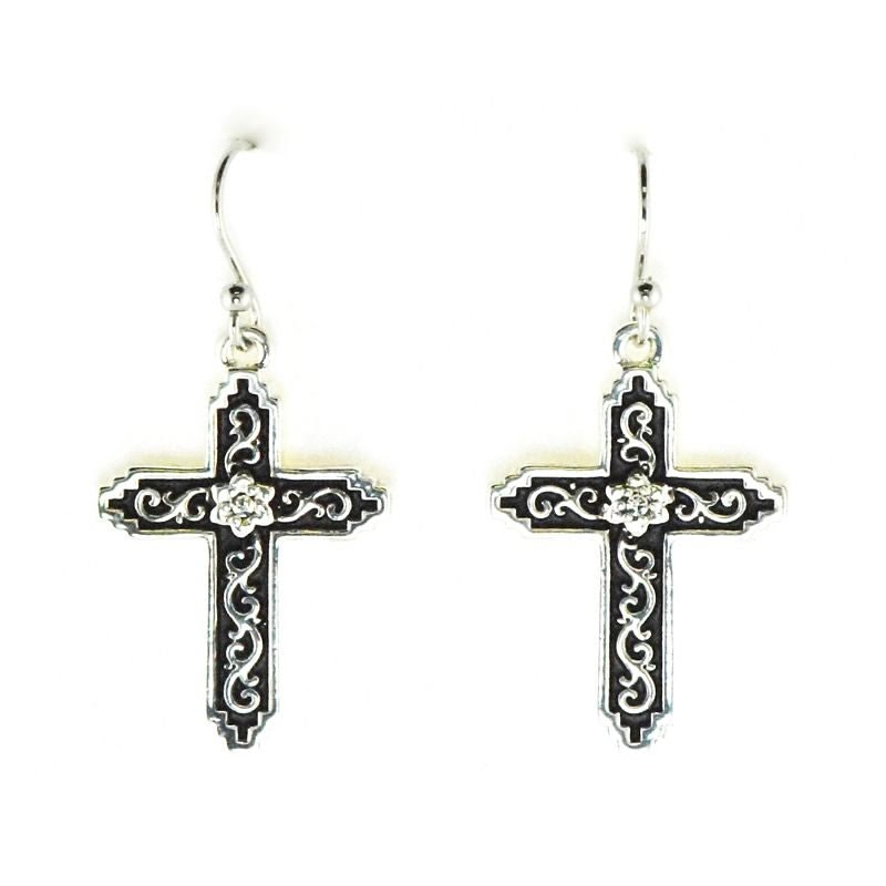 Western Edge Filigree Crystal Stones Earrings