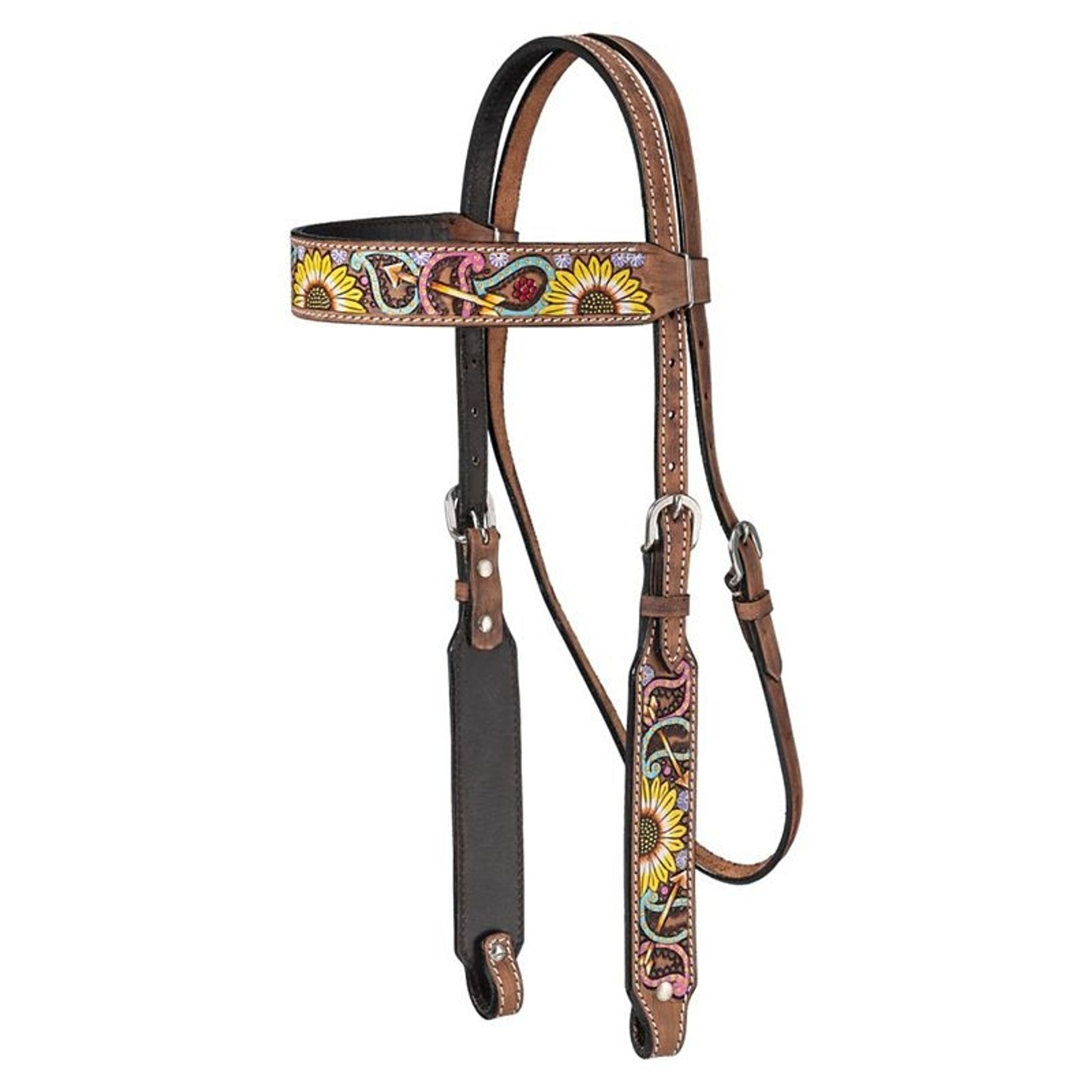 Silver Royal Paisley/Sunflower Browband Headstall
