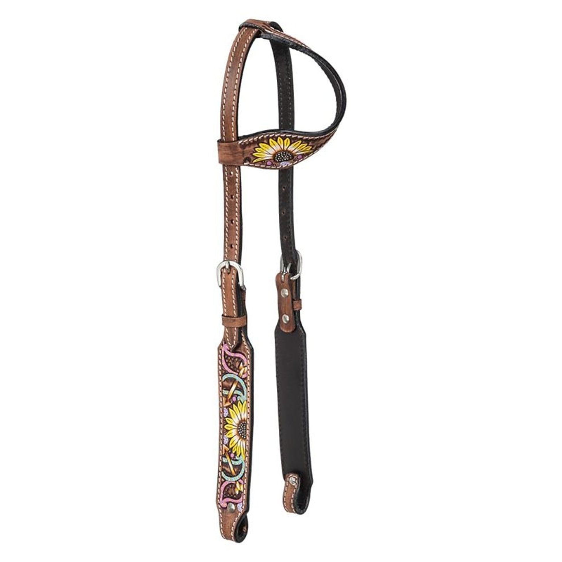Silver Royal Paisley/Sunflower SingleEar Headstall
