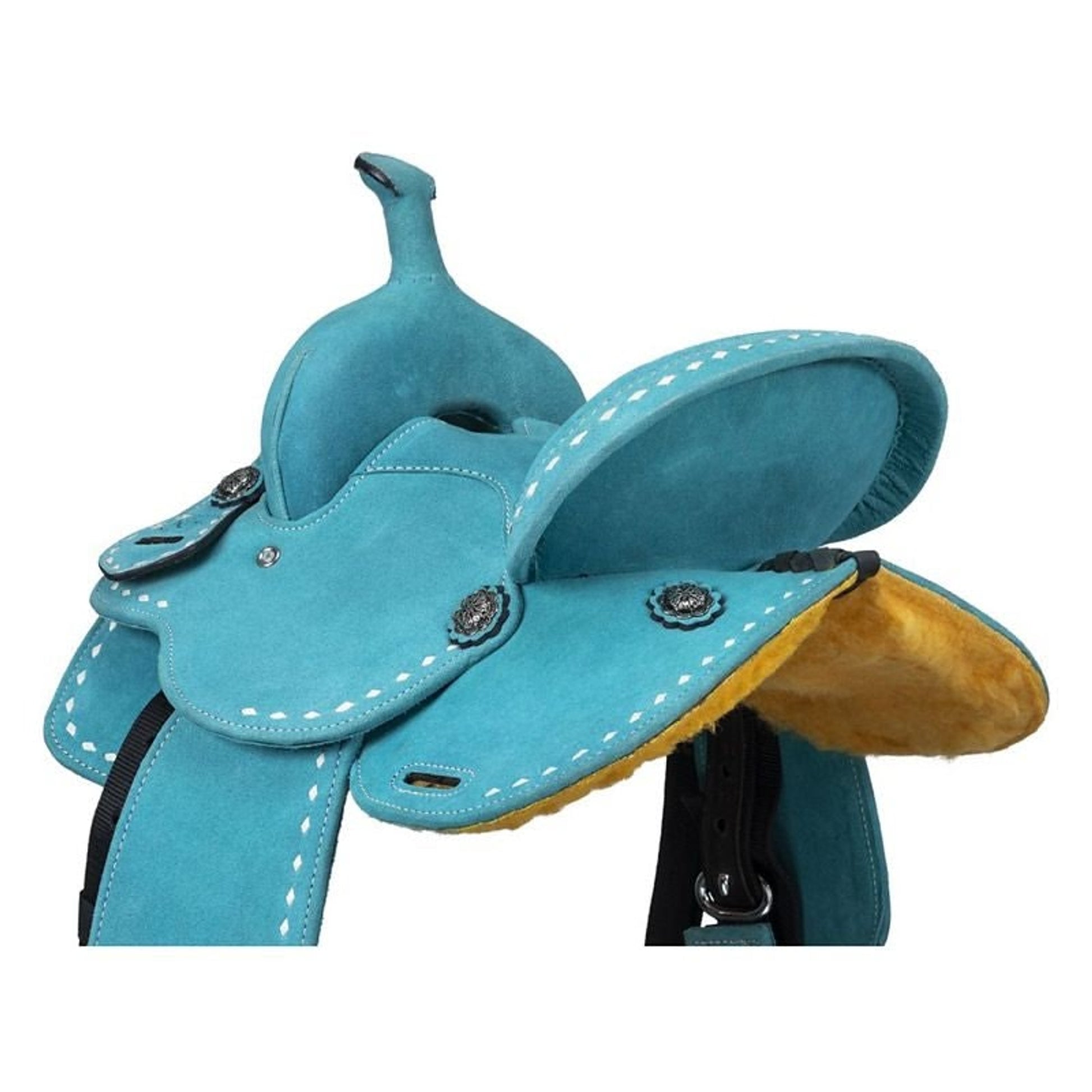 Bleu indigo - Selle Western barrel en tt più modèle Sympa Nouveau design Bleu indigo - Selle Western barrel en tt più modèle Sympa Nouveau design