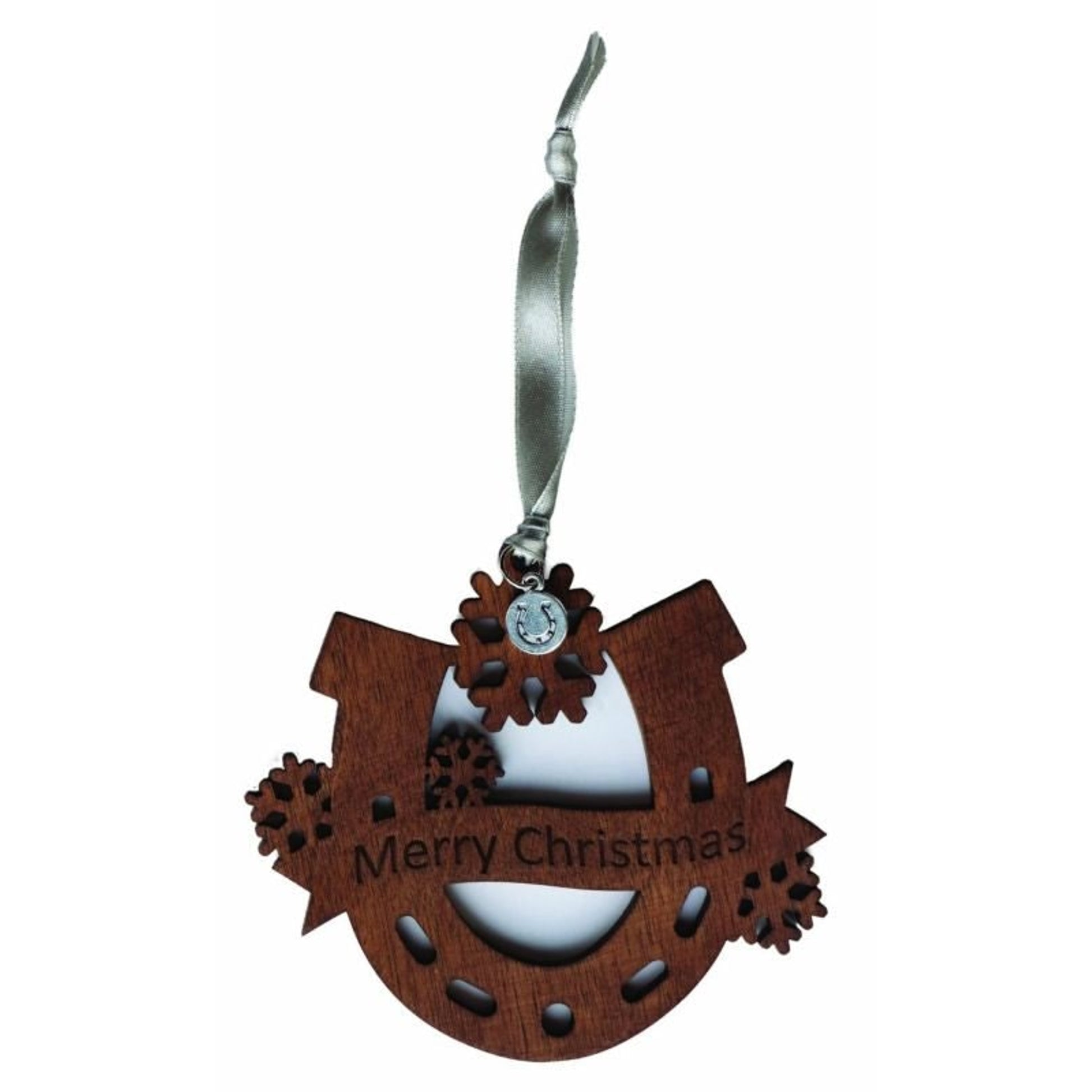Kelley Snowflake Horseshoe Wood Ornament 3In