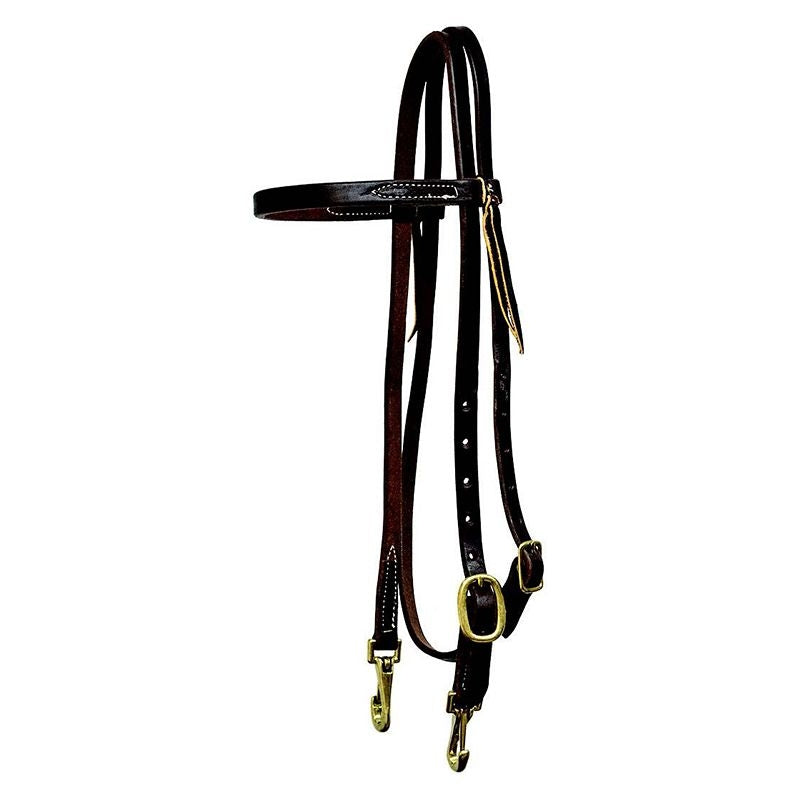 Mustang Oil Harness Leather Browband Brass SnapEnd