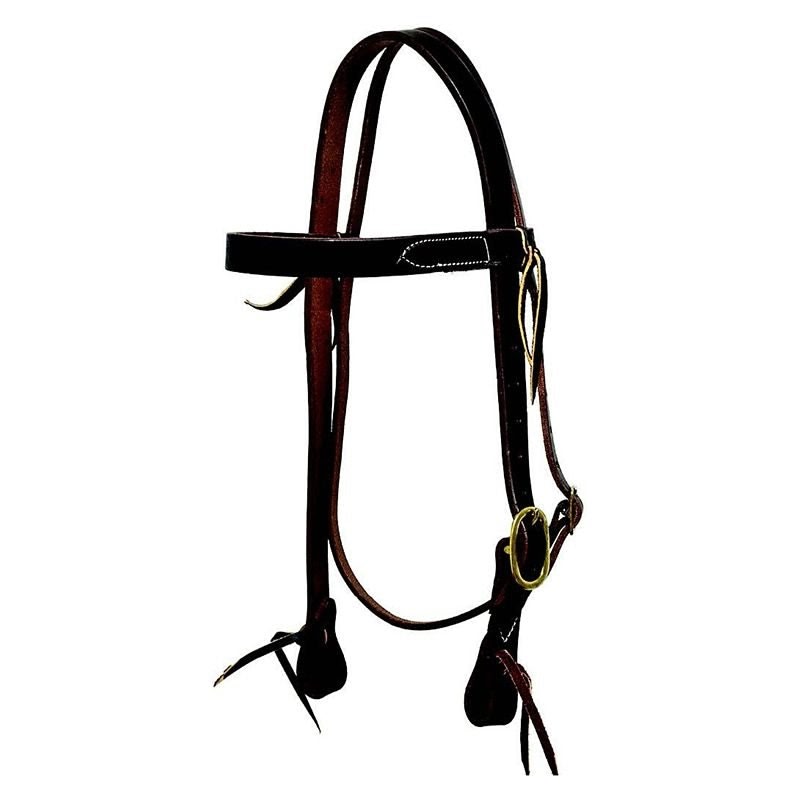 Mustang Oil Harness Leather Browband Brass Tie End