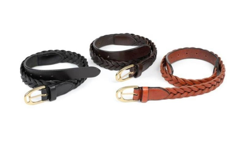 Aubrion Adt Plaited Leather Skinny Belt