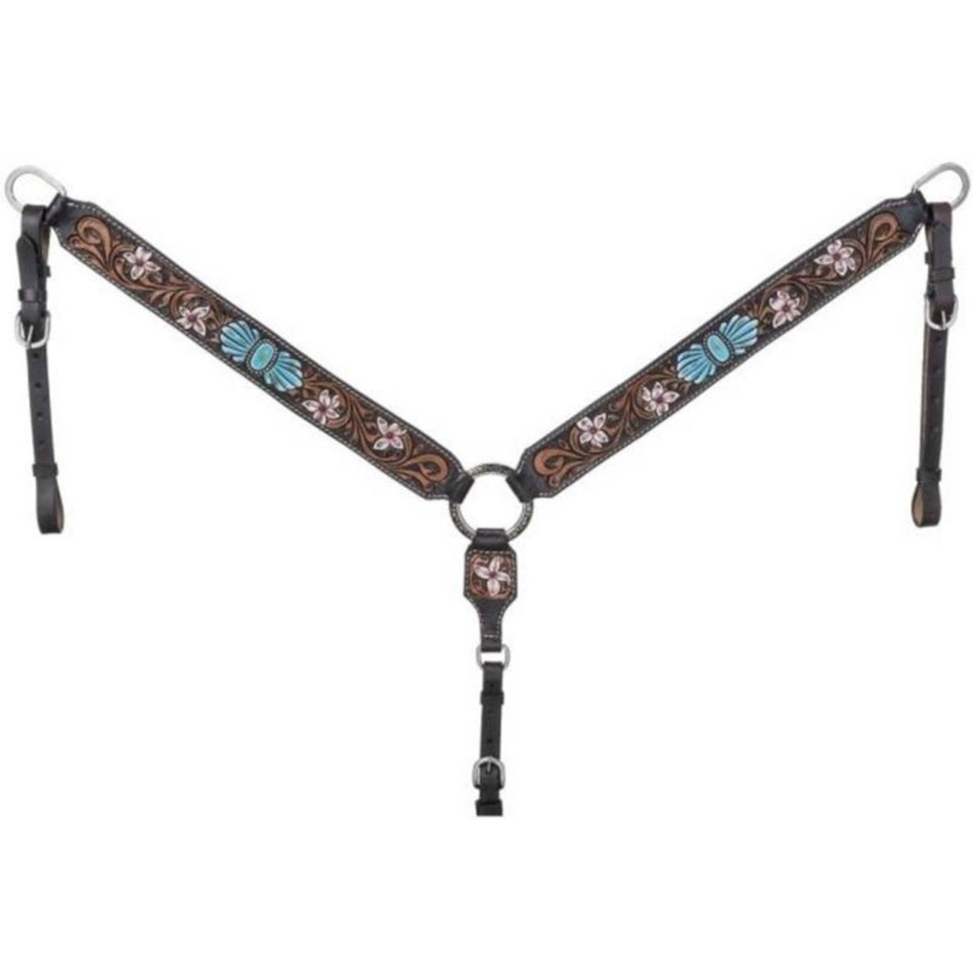Silver Royal Faux Turq Stone Breastcollar