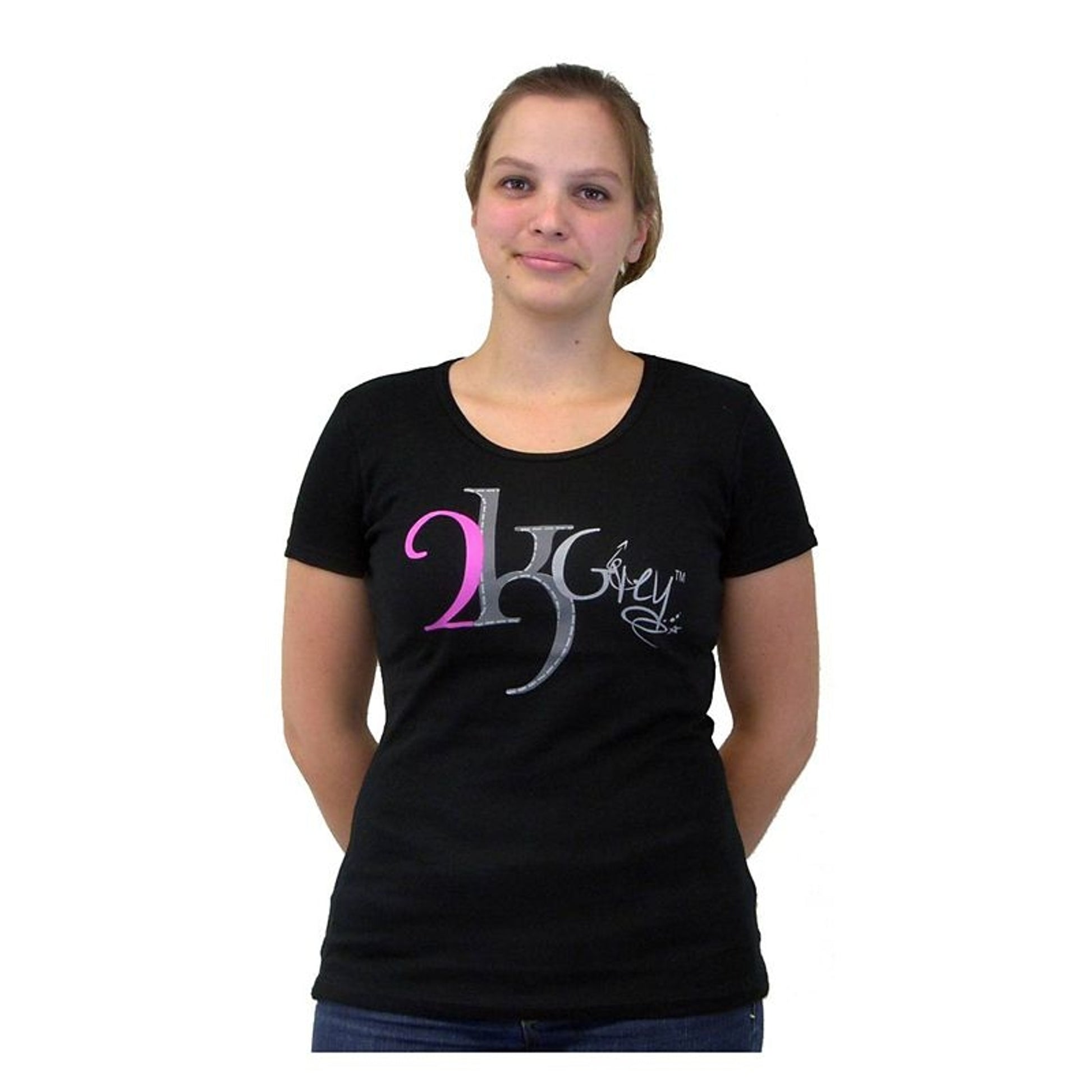 2kGrey Ladies Black Logo Tee Shirt