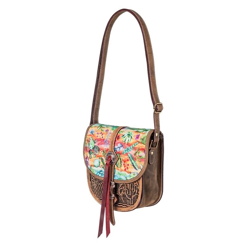 Print/Leather Saddle Bag Purse Serape/Black