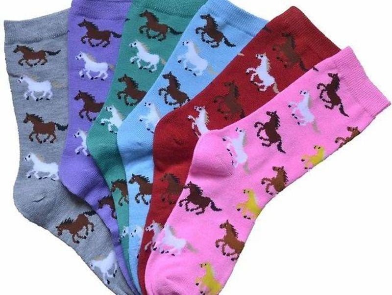 AWST Intl Ladies Running Ponies Crew Socks 6 Pa