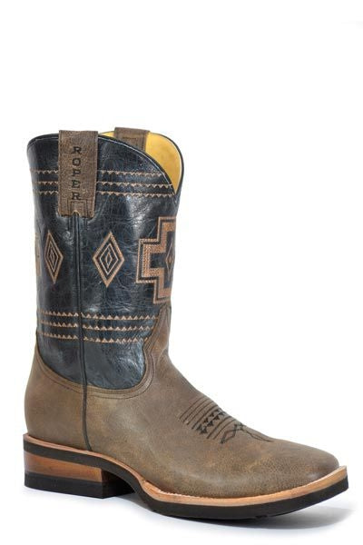 Roper Mens Cowboy Aztec Sq Toe Boots