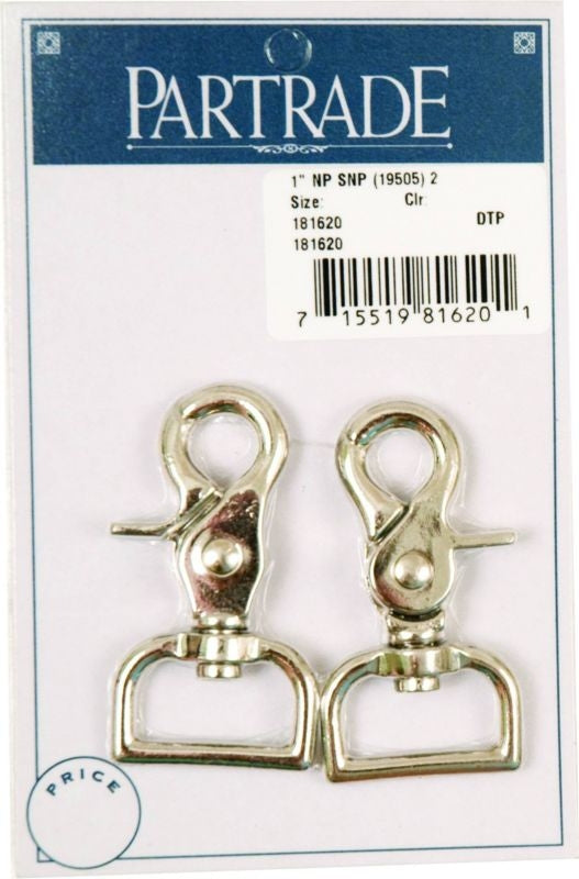 Metalab 1In Nickel Plated Snap 2 Pack