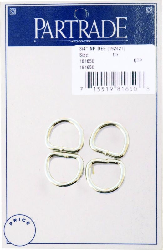Metalab 3/4In Nickel Plated Dee 4 Pack