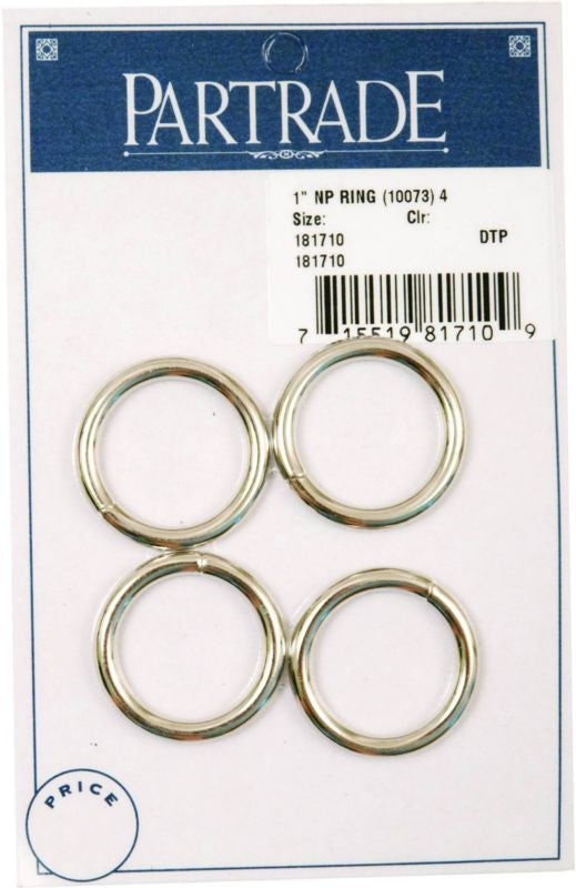 Metalab 1In Nickel Plated Ring 4 Pack