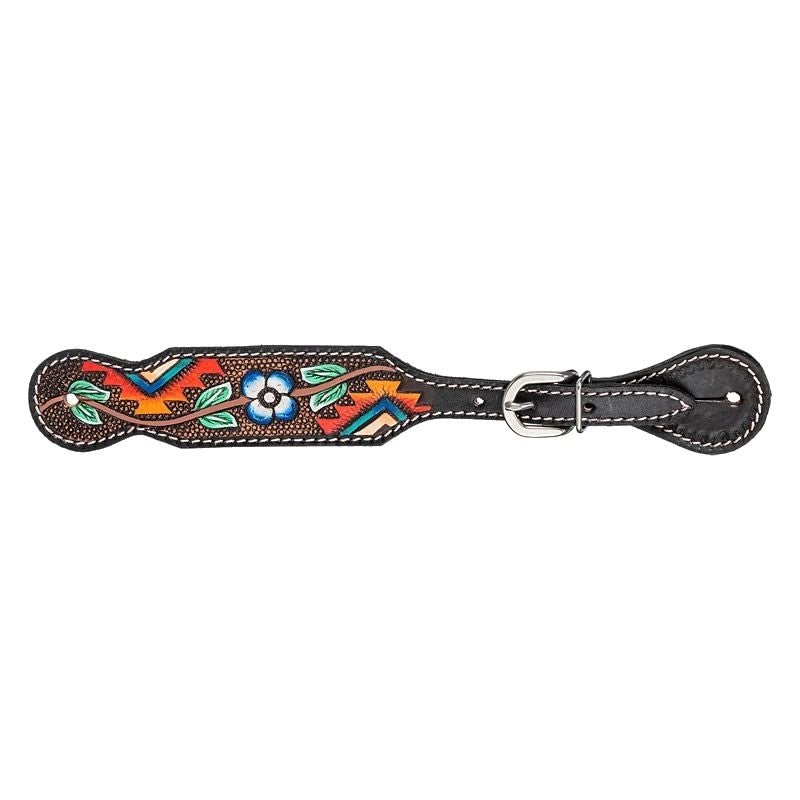Aztec/Flower Spur Straps Dark Oil