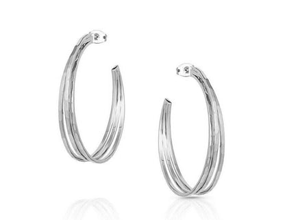 Montana Silversmiths Cut Trio Hoop Earrings Silver