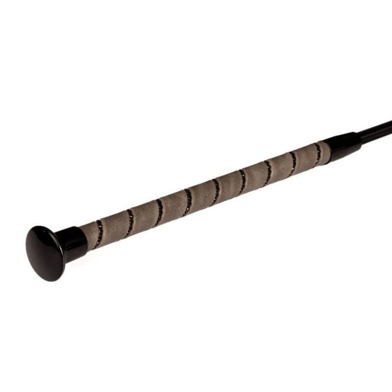 Perris Crystal Dressage Whip Grey/Black 39In