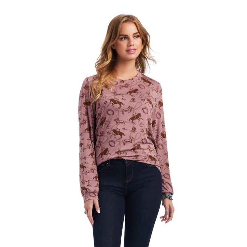 Ariat Ladies Roping Top Bandit Town Print Large