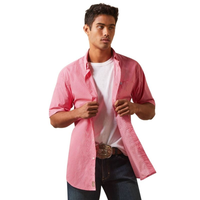 Ariat Mens Iain Fitted Shirt Rose Red Large