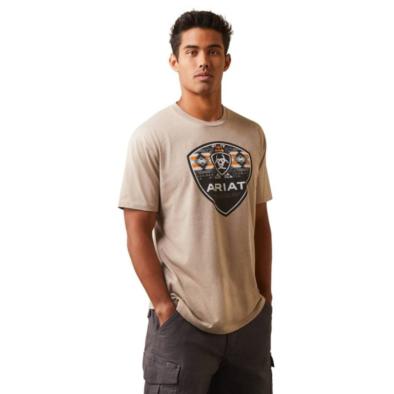 Ariat Mens Geo Fill T Shirt Oatmeal Heather Small