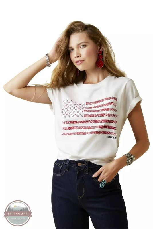 Ariat Ladies Cloud Dancer Tee Shirt White Large