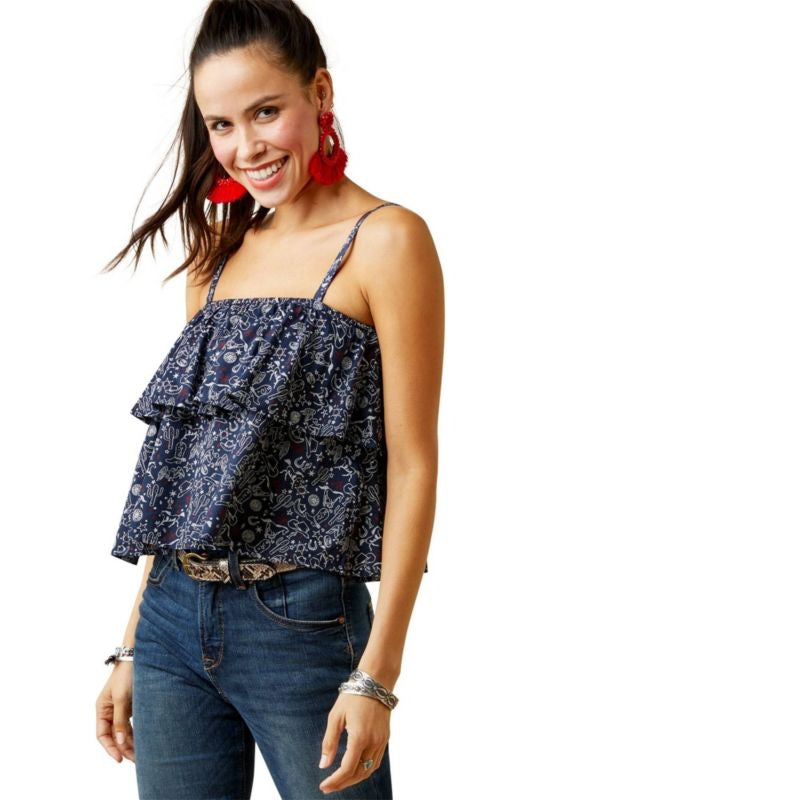Ariat Ladies Howdy Print Top Multi Print Xx Large