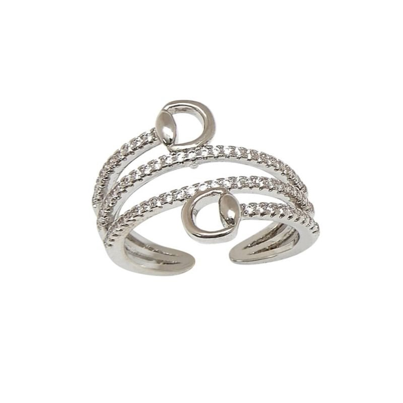 Awst Intftl Rhodium Rhinestones/ Snaffle Bit Ring