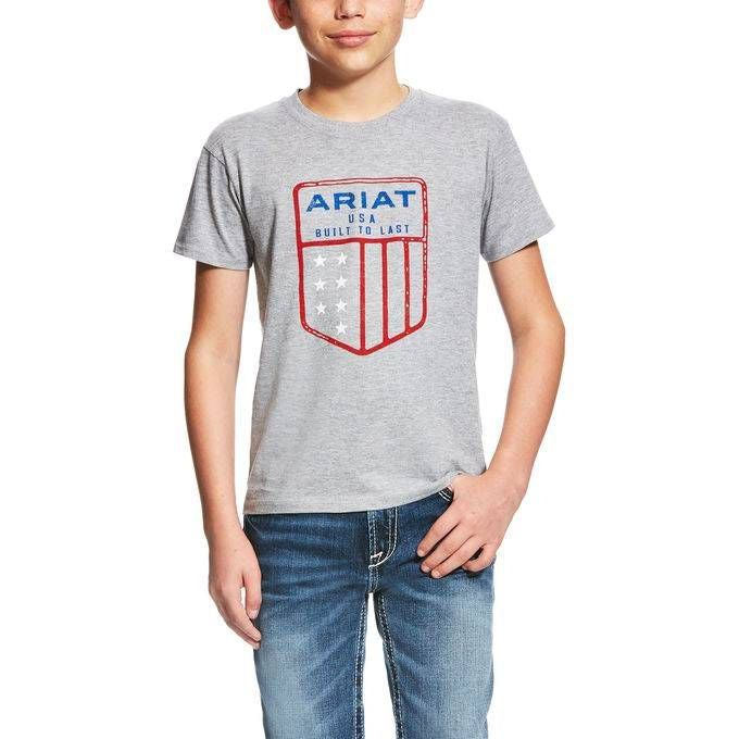 Ariat Kidsft Us Shield Tee Athletic Gray Sml